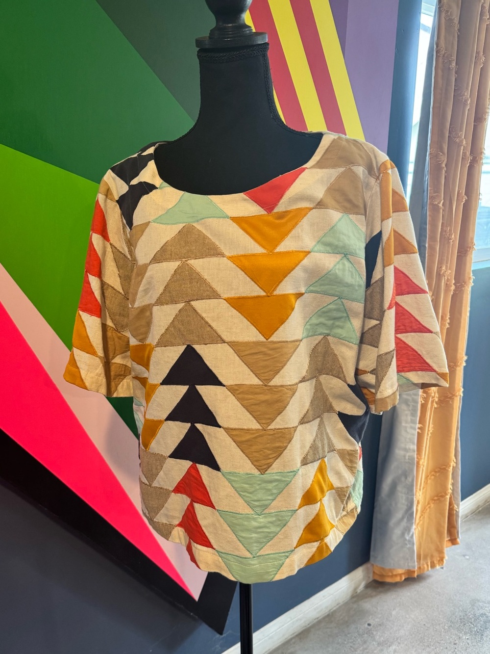 Anthropologie The Odells Uli Abstract Patchwork Blouse - Picture 5 of 7